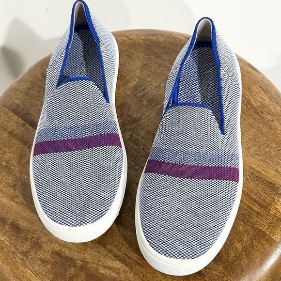 Rothy's The Sneaker Slip On in Blue Reflective Stripe 5 - Picture 6 of 11